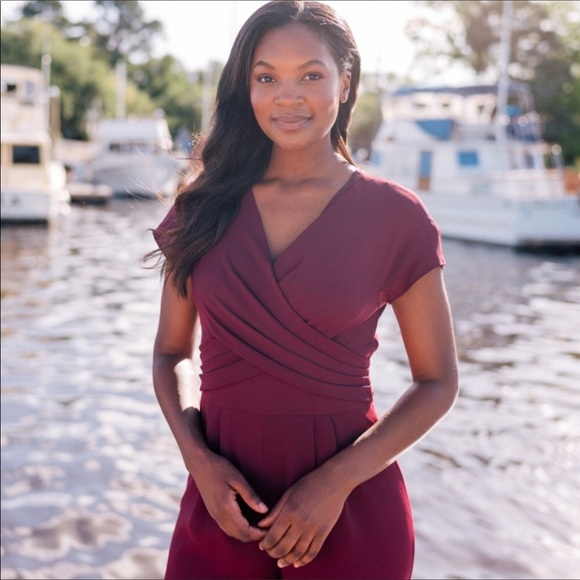 Gal Meets Glam 12 Delaney Cross Over Wrap Jumpsuit - Picture 9 of 9